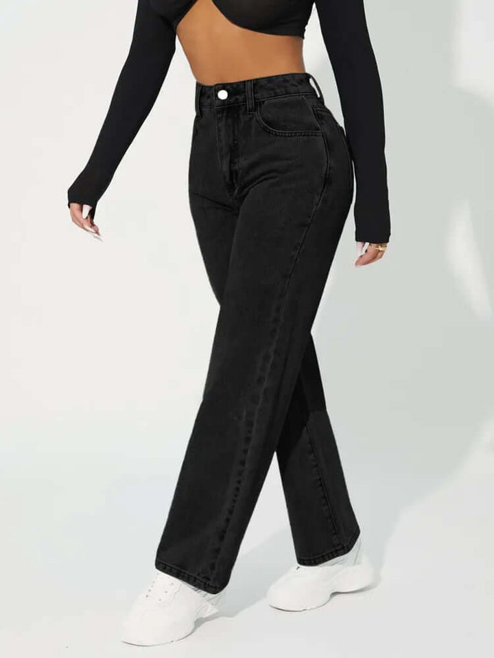 Women's High-Waisted Straight Leg Jeans