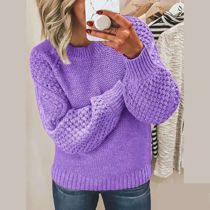 Women's Round-Neck Long-Sleeve Knit Sweater