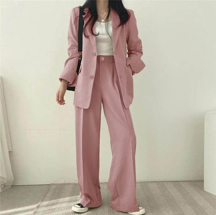 Women's Smart Casual Suit: Oversized Blazer & High-Waisted Trousers