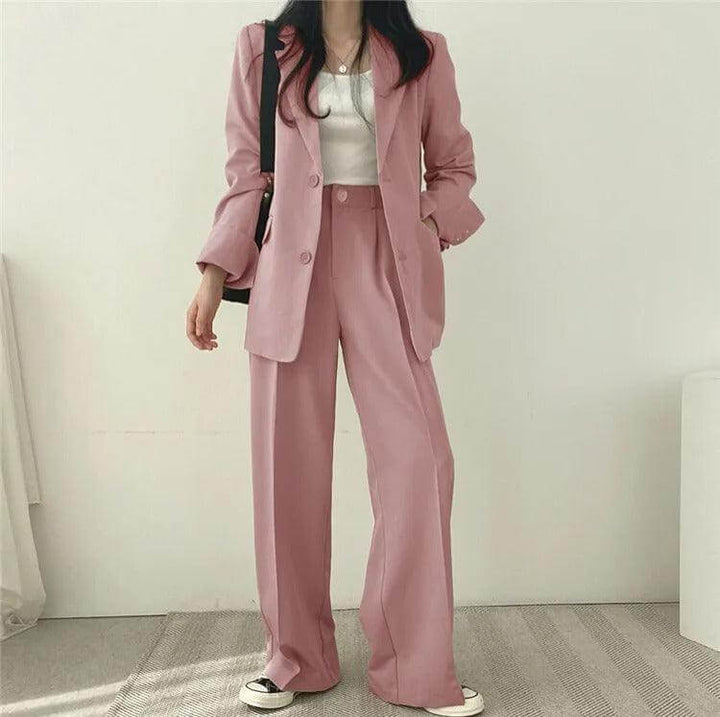 Women's Smart Casual Suit: Oversized Blazer & High-Waisted Trousers