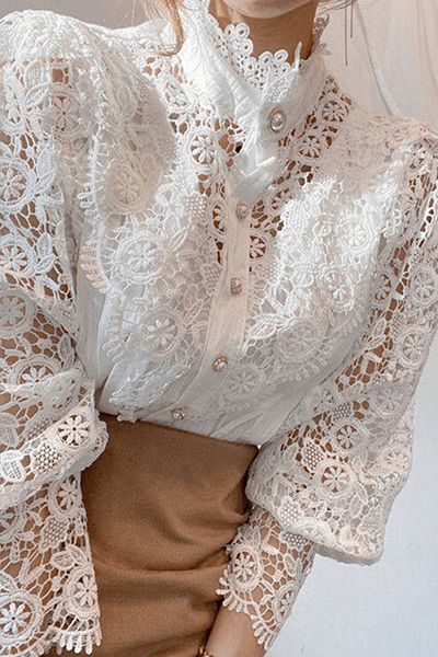 Embroidered Openwork Women's Blouse: Elegant Summer Top