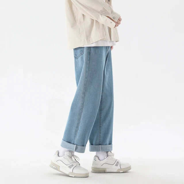 Men's Relaxed Fit Straight Leg Jeans: Durable Denim