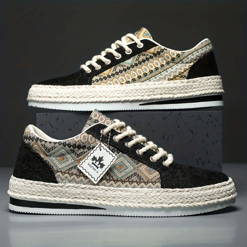 Men's Ethnic Patterned Canvas Sneakers