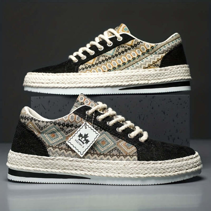 Men's Ethnic Patterned Canvas Sneakers