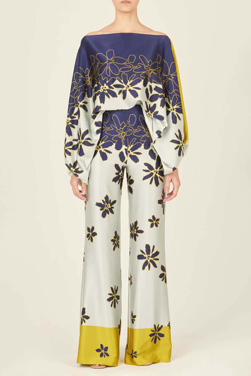 Women's Elegant Printed Off-Shoulder Long Sleeve Two-Piece Set