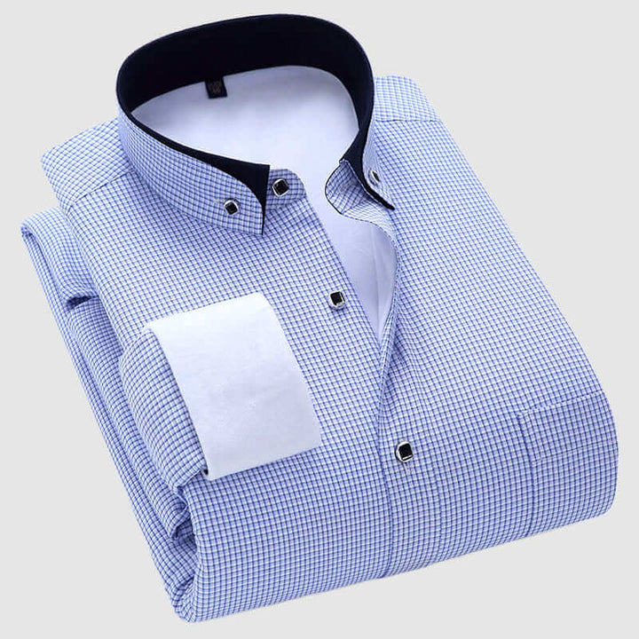Men's Long Sleeve Double Layer Velvet Casual Shirt