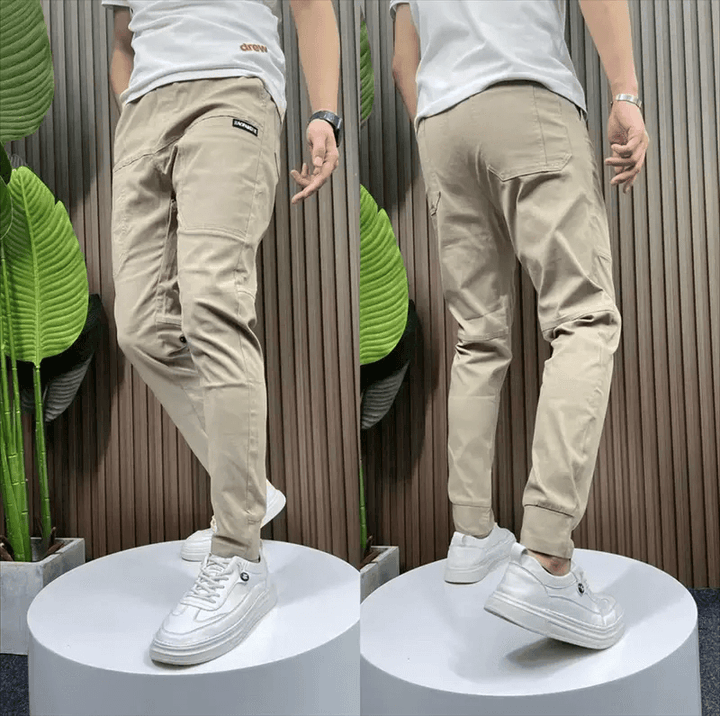 Men's Tapered Cotton Blend Joggers with Elastic Waist