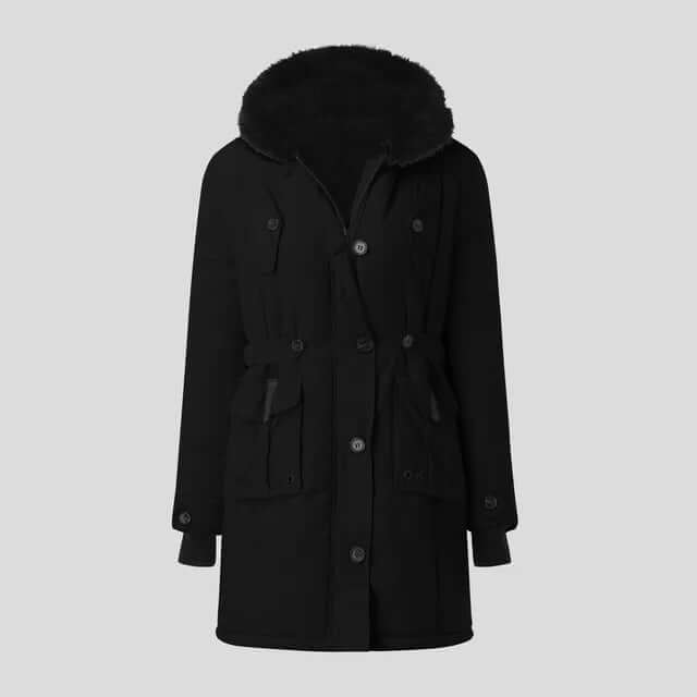 Women's Casual Winter Parka with Fur Hood