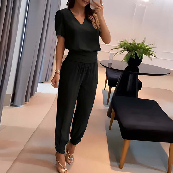 Women's 2-Piece Athletic Wear Set: Short Sleeve Street Style