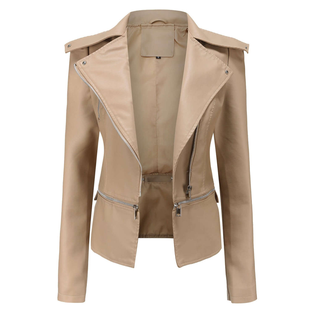 Women's Stylish PU Leather Motorcycle Jacket