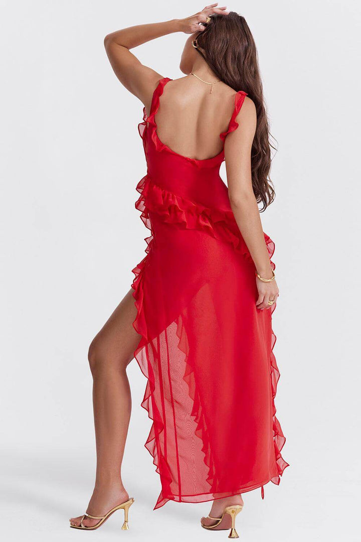 Elegant Summer Midi Dress with Side Slit for Women