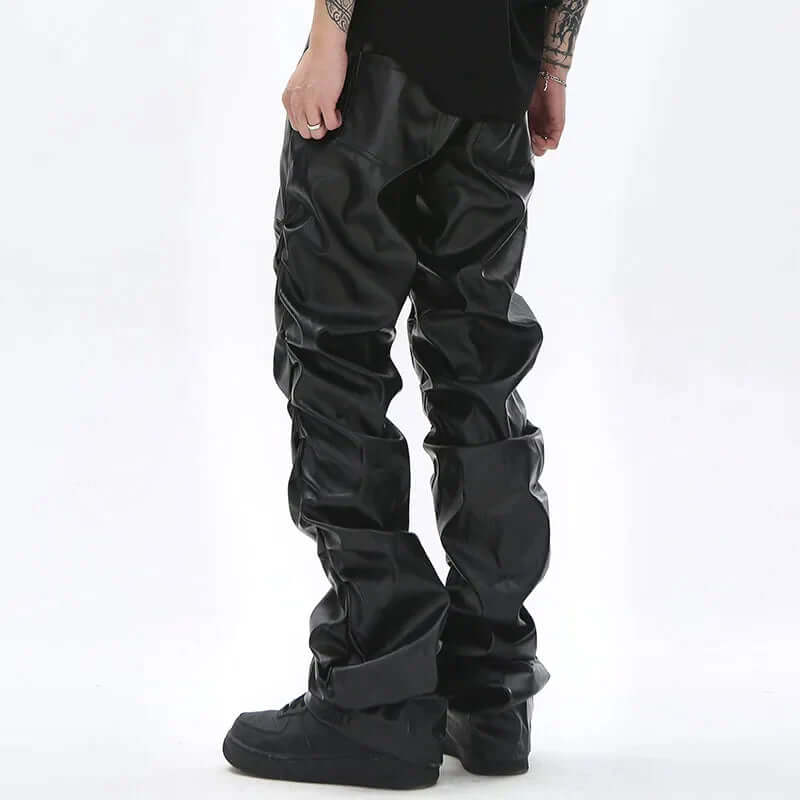 Men's Relaxed Fit Leather Trousers: Full Length, Durable Design