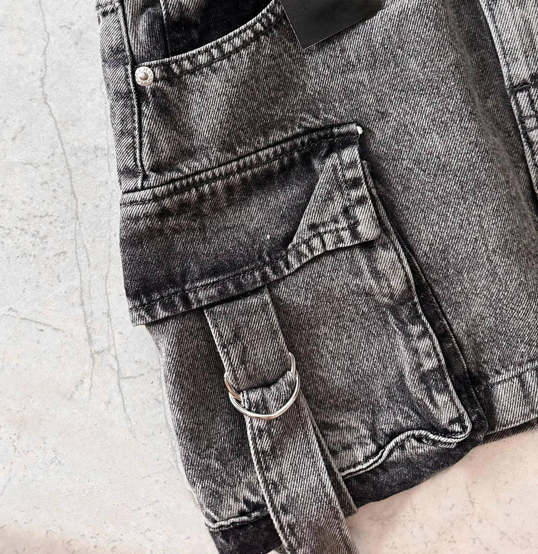 Women's A-Line Denim Mini Skirt with Pockets