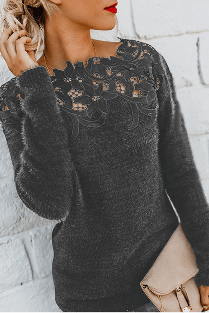 Women's Elegant Lace Long-Sleeve Sweater