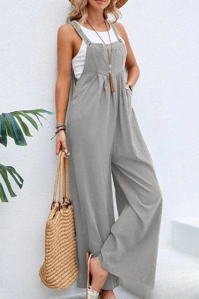 Women's Casual Wide Leg Jumpsuit: Sleeveless Summer Jumpsuit