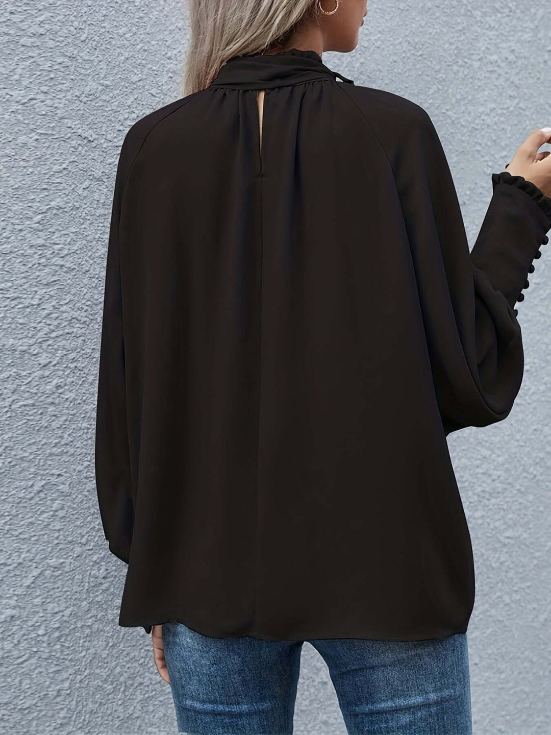Elegant Puff Sleeve Tie-Neck Blouse for Women