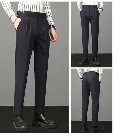 Men's Slim Fit Ankle-Length Formal Trousers