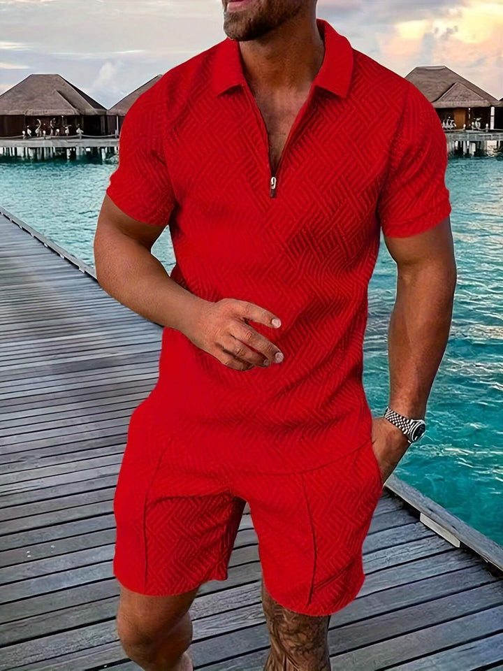 Men's Geometric Print Summer Short Set