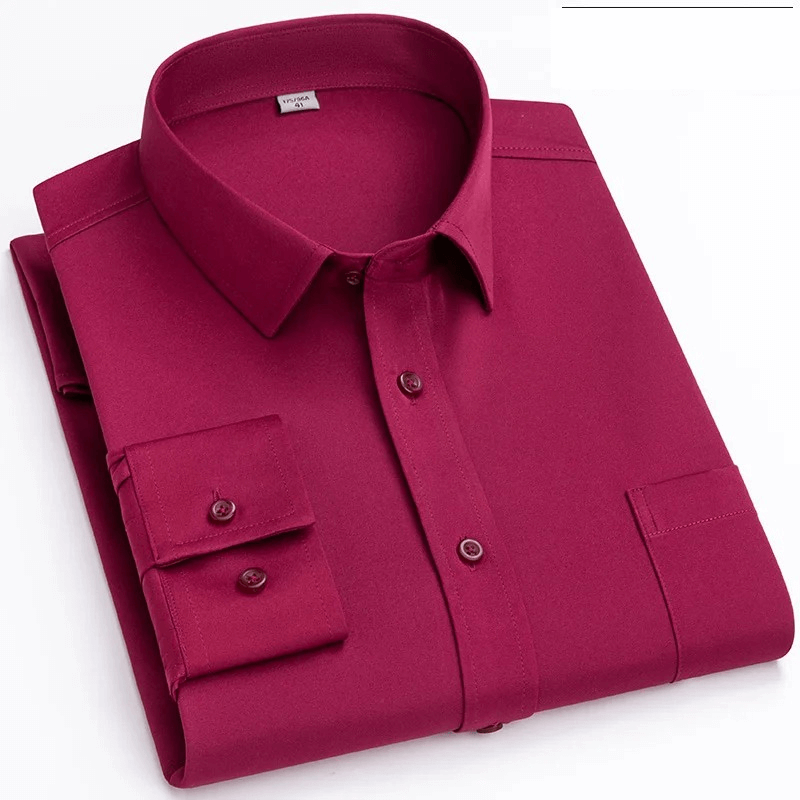 Men's Classic Long-Sleeve Shirt with Chest Pocket