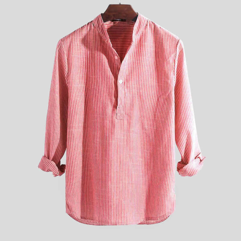 Men's Long-Sleeve Striped Shirt: Relaxed Fit, Breathable