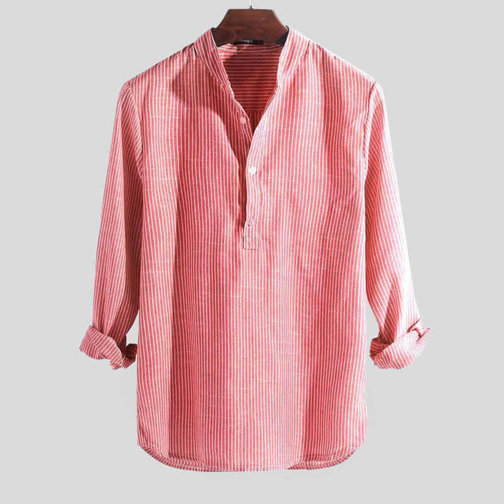 Men's Long-Sleeve Striped Shirt: Relaxed Fit, Breathable