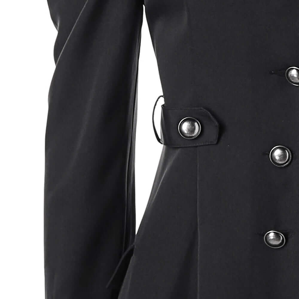 Women's Medieval Retro Jacket: Elegant Midi Length, Standing Collar