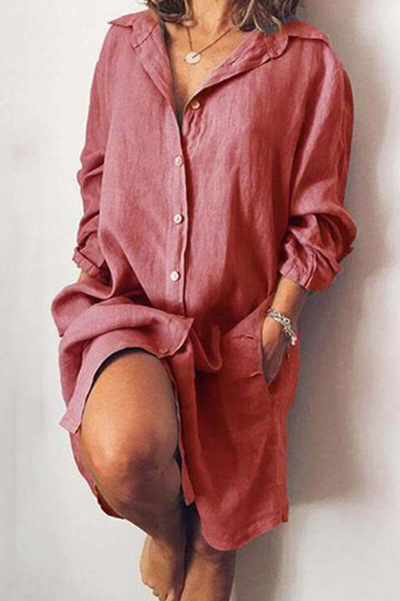 Women's Long-Sleeve Relaxed Shirt Dress