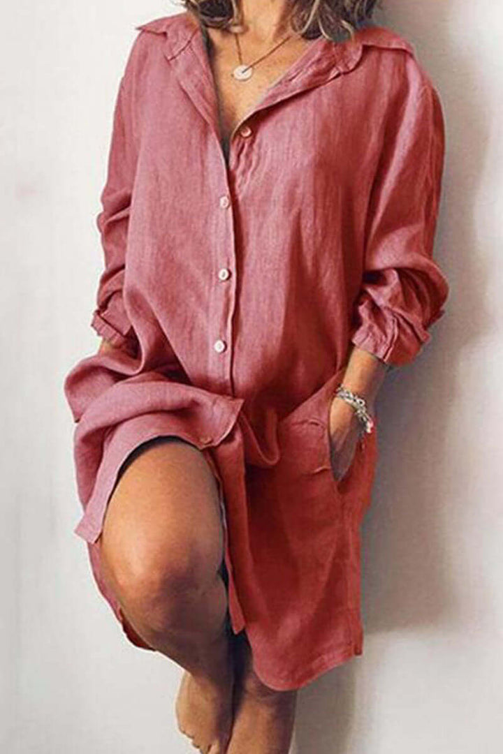 Women's Long-Sleeve Relaxed Shirt Dress
