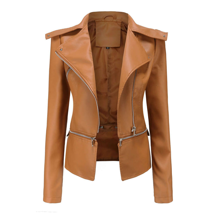 Women's Stylish PU Leather Motorcycle Jacket