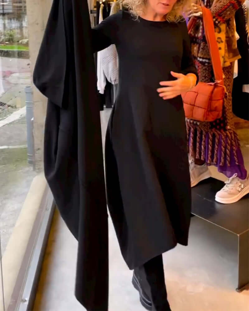 Elegant Solid-Color Dress: Breathable Polyester
