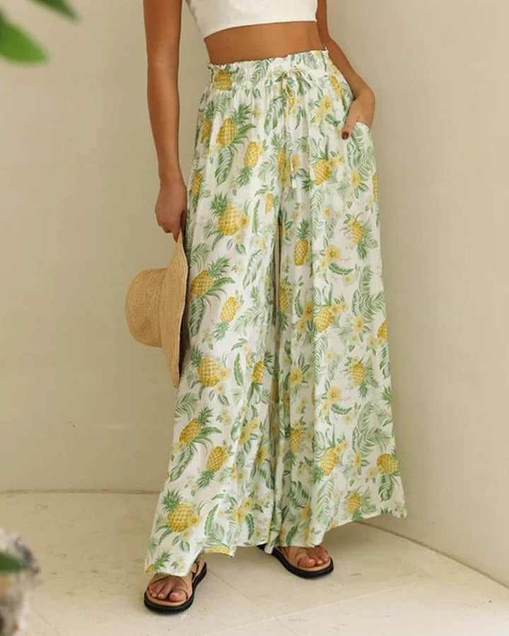 Women's Wide-Leg Floral Casual Trousers