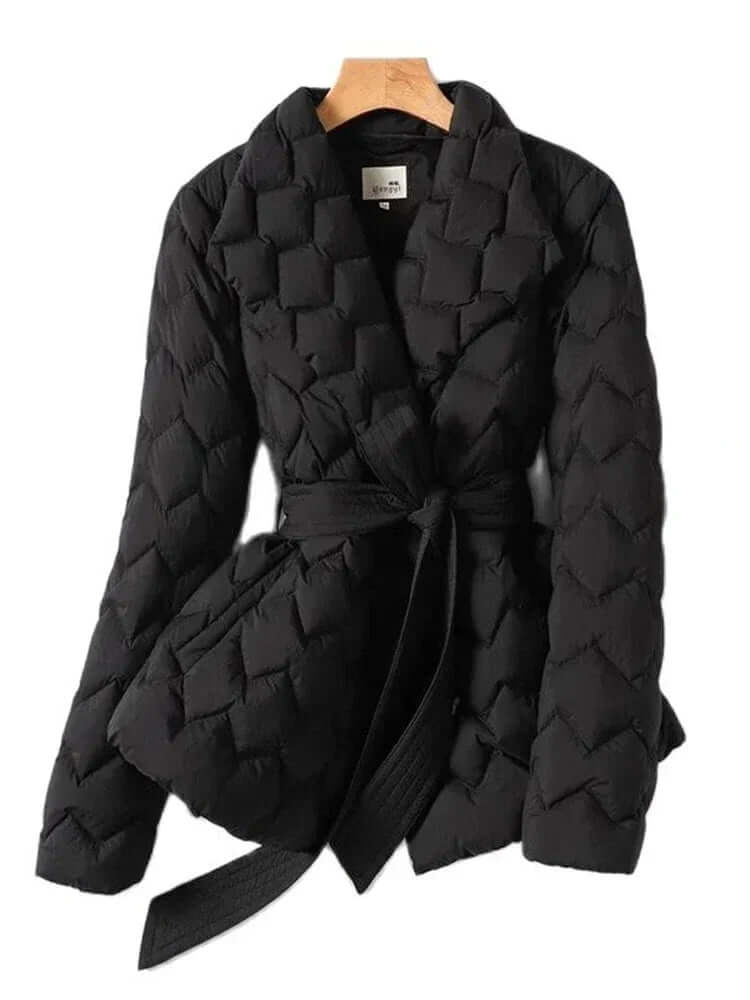 Women's Stylish Mid-Length Down Jacket with Belt