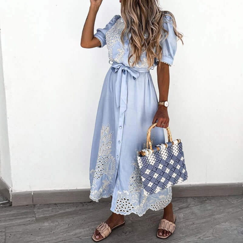 Embroidered A-Line Dress: Elegant & Versatile