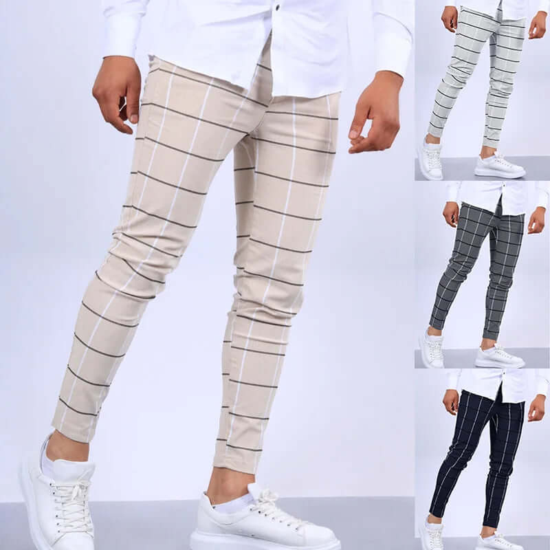 Men's Casual Checkered Trousers: Modern Fit, Breathable