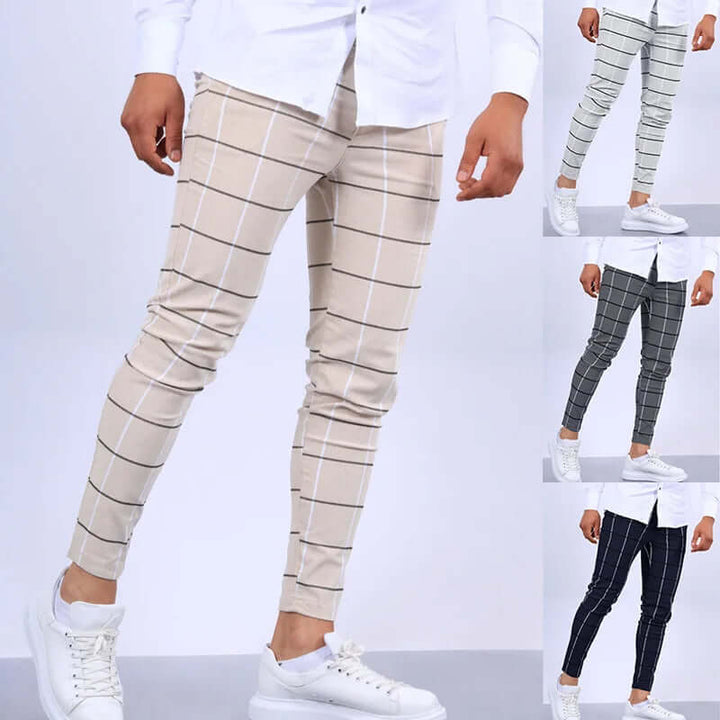 Men's Casual Checkered Trousers: Modern Fit, Breathable
