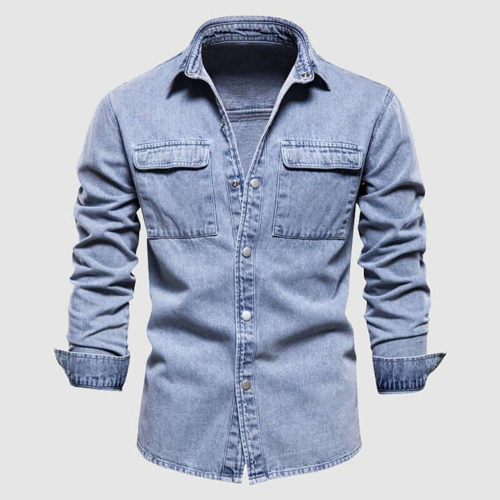 Men's Denim Shirt with Chest Pockets: Relaxed Fit