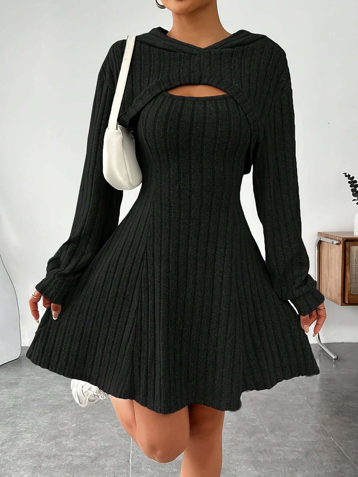 Women's Cutout Ribbed Sweater Dress: Cozy & Stylish