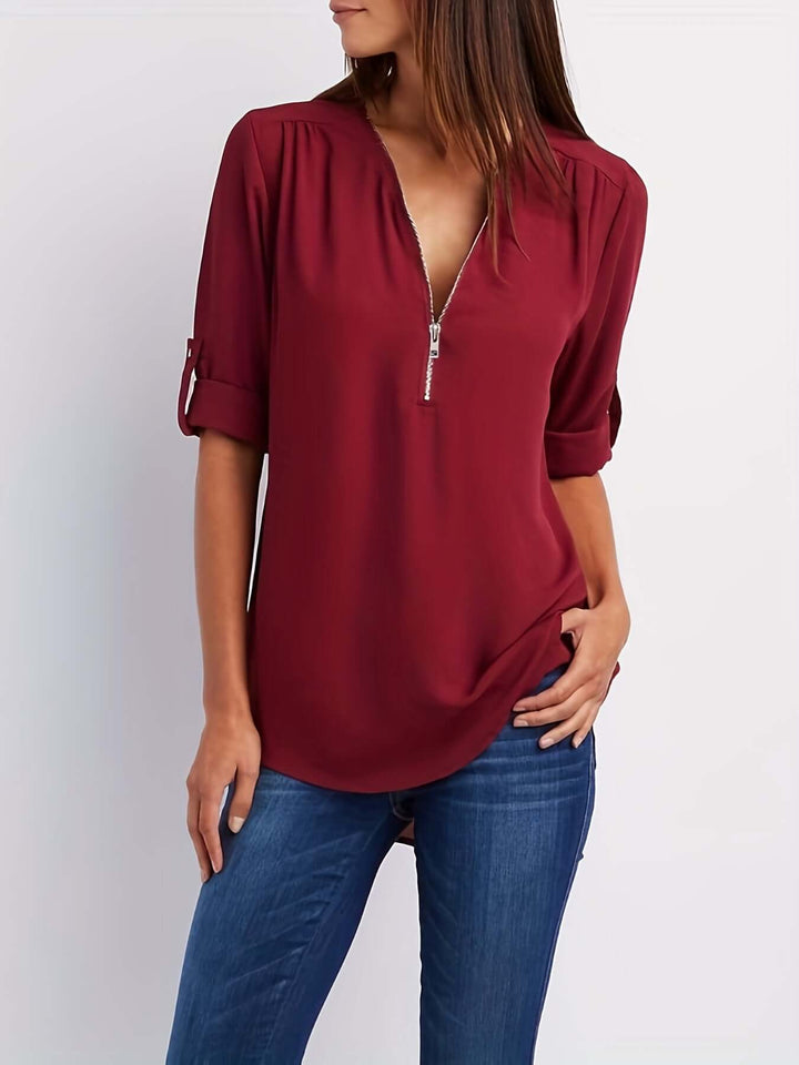 Women's Half-Zip Formal Blouse: Versatile & Stylish Top