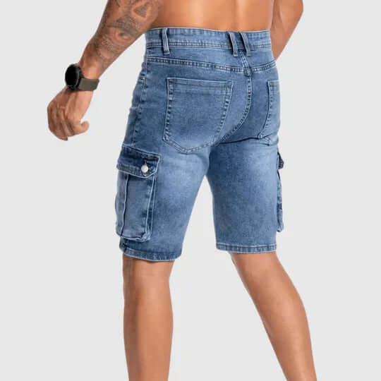 Men's Durable Denim Cargo Shorts: Casual Fit, Multiple Pockets