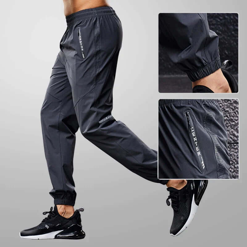 Men's Slim-Fit Running Pants with Zipper Pockets