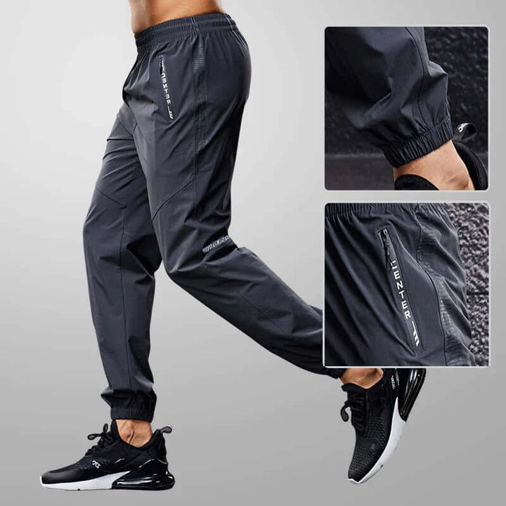 Men's Slim-Fit Running Pants with Zipper Pockets
