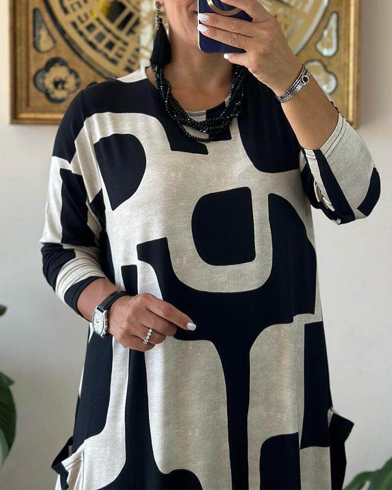 Women's Printed Long Sleeve Dress