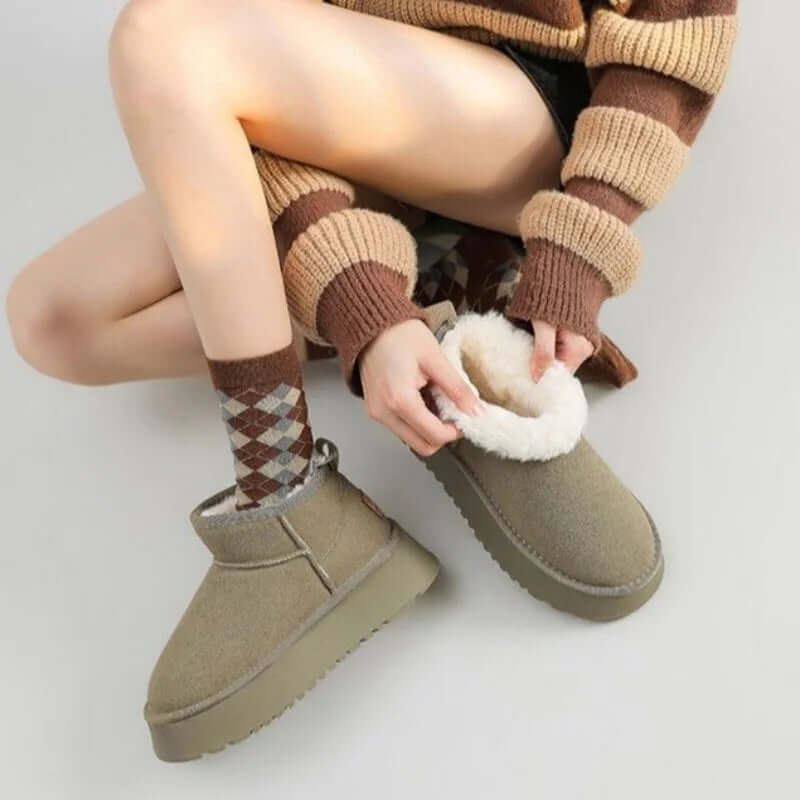 Women's Suede Ankle Boots: Plush, Slip-On, Rugged Sole
