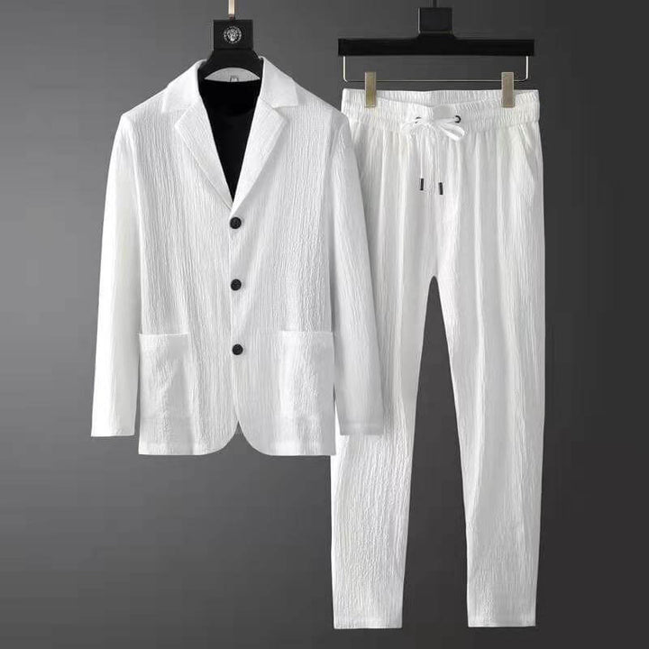 Men's Casual Suit: Tailored Blazer & Jogger Trousers