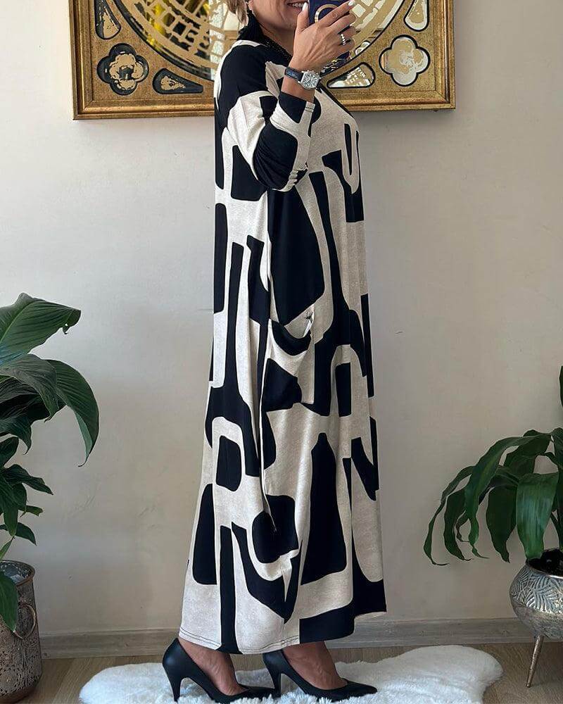 Women's Printed Long Sleeve Dress