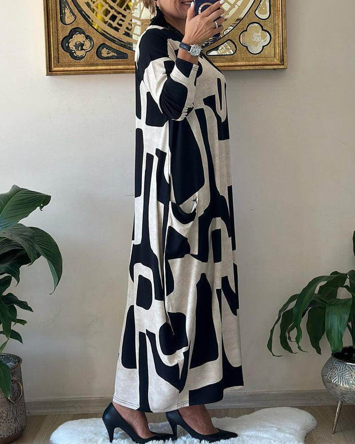 Women's Printed Long Sleeve Dress