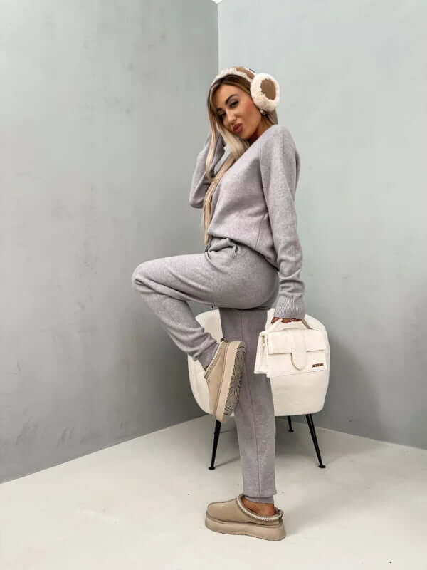 Women's Soft Long Sleeve Loungewear Set with Drawstring Pants