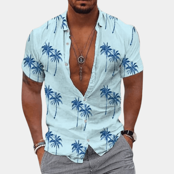 Men's Relaxed Fit Short Sleeve Shirt: Tropical Print