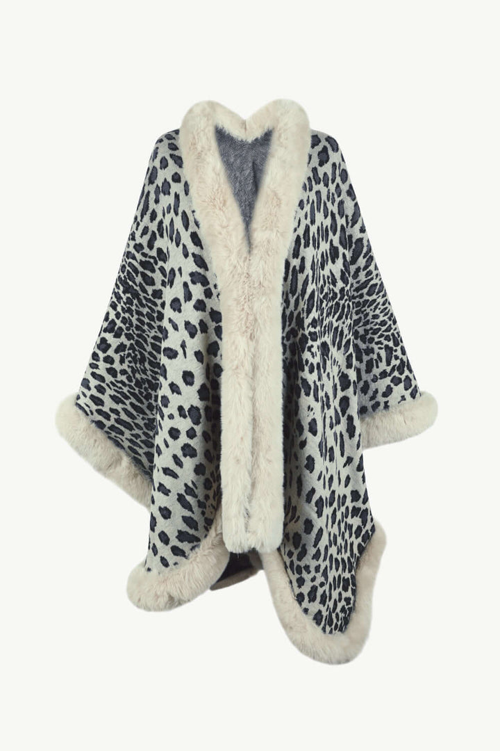 Women's Leopard Print Open Poncho - Stylish & Comfortable