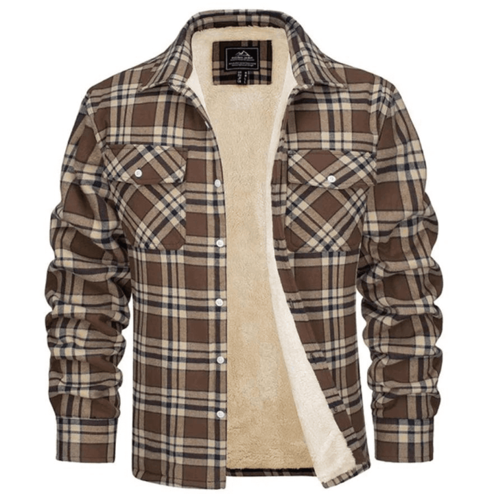 Men's Relaxed-Fit Checkered Fleece-Lined Jacket